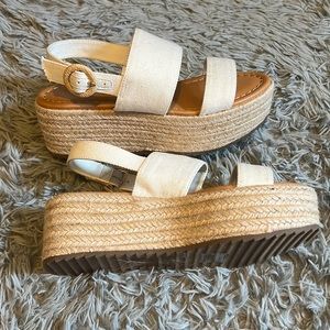 White wedge espadrille sandals